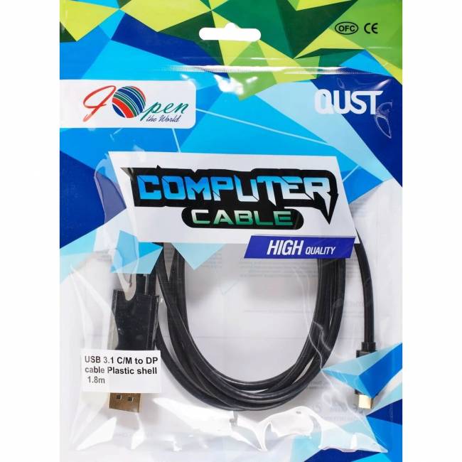 Кабель-адаптер USB 3.1 Type-Cm --> DP(m) 4K@60Hz, 1,8m iOpen (Aopen/Qust) <ACU422C-1.8M> Кабель-переходник AOpen/Qust USB 3.1 Type C M/DisplayPort M (ACU422C-1.8M) — для бизнеса и офиса