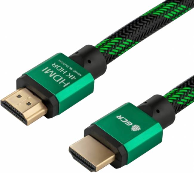Greenconnect Кабель 1.0m HDMI версия 2.0, HDR 4:2:2, Ultra HD, 4K 60 fps 60Hz/5K*30Hz, 3D, AUDIO, 18.0 Гбит/с, 28/28 AWG, OD7.3mm, тройной экран, BICOLOR нейлон, AL корпус зеленый, GCR-51485 Greenconnect HDMI (m) - HDMI (m) 1м — для бизнеса и офиса