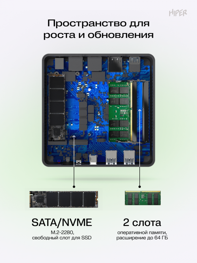 Неттоп Hiper Factum FN2 (FN2-i31315R8N2I6BWP) — для бизнеса и офиса
