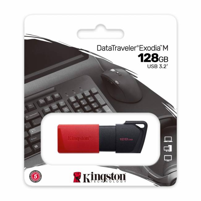 Флэш USB Kingston 128GB USB 3.2 Gen 1 DataTraveler Exodia M (Black + Red) Kingston DataTraveler Exodia M DTXM/128GB — для бизнеса и офиса Флэш USB Kingston 128GB USB 3.2 Gen 1 DataTraveler Exodia M (Black + Red) Kingston DataTraveler Exodia M DTXM/128GB — для бизнеса и офиса