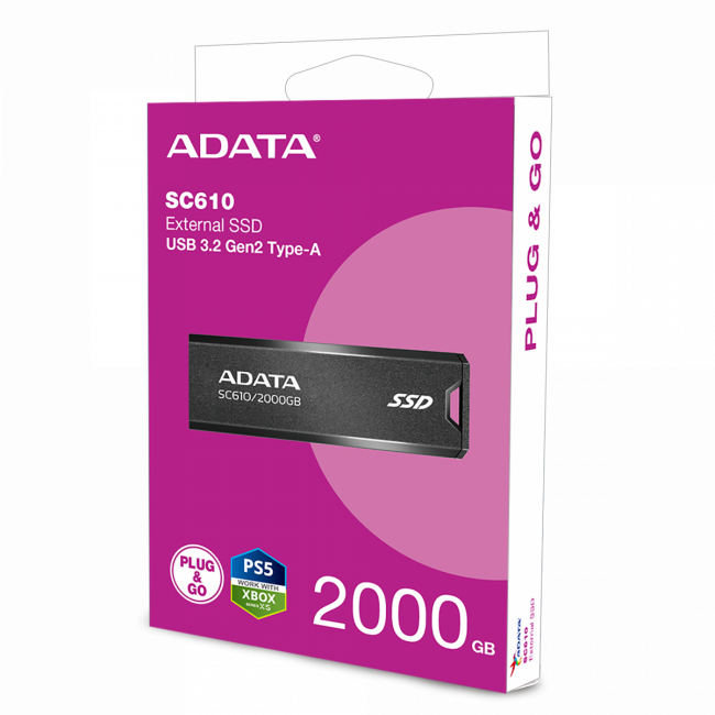 Твердотельный накопитель ADATA External SSD SC610 (SC610-2000G-CBK/RD) — для бизнеса и офиса Твердотельный накопитель ADATA External SSD SC610 (SC610-2000G-CBK/RD) — для бизнеса и офиса