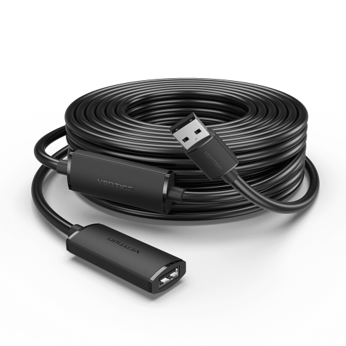 Активный кабель-удлинитель Vention USB 2.0 AM/AF с усилителем - 15м Черный Vention CBKBN — для бизнеса и офиса Активный кабель-удлинитель Vention USB 2.0 AM/AF с усилителем - 15м Черный Vention CBKBN — для бизнеса и офиса