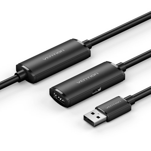 Активный кабель-удлинитель Vention USB 2.0 AM/AF с усилителем - 15м Черный Vention CBKBN — для бизнеса и офиса Активный кабель-удлинитель Vention USB 2.0 AM/AF с усилителем - 15м Черный Vention CBKBN — для бизнеса и офиса