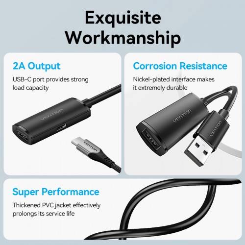 Активный кабель-удлинитель Vention USB 2.0 AM/AF с усилителем - 15м Черный Vention CBKBN — для бизнеса и офиса Активный кабель-удлинитель Vention USB 2.0 AM/AF с усилителем - 15м Черный Vention CBKBN — для бизнеса и офиса