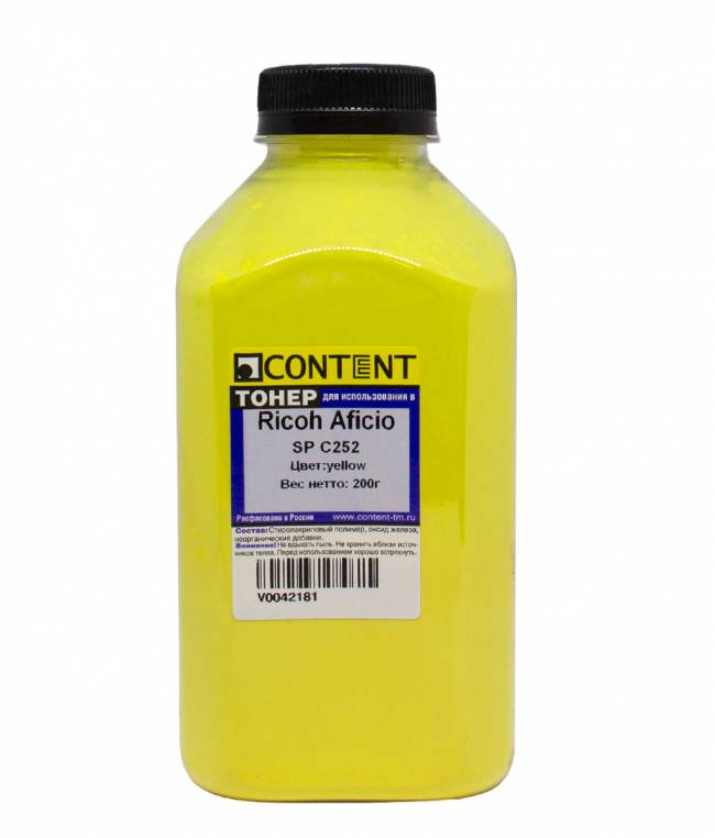 Тонер Content для Ricoh Aficio SP C252, Y, 200 г, банка — для бизнеса и офиса Тонер Content для Ricoh Aficio SP C252, Y, 200 г, банка — для бизнеса и офиса