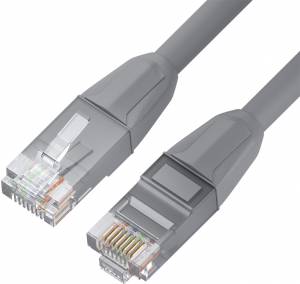 GCR Патч-корд прямой 3.0m LSZH UTP кат.6, серый, 24 AWG, литой без фиксатора, ethernet high speed, RJ45, T568B Greenconnect RJ45(m) - RJ45(m) Cat. 6 U/UTP LSZH 3м