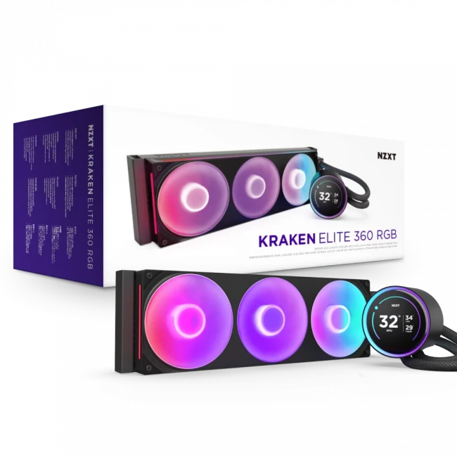 Система жидкостного охлаждения для ПК NZXT Kraken Elite 420 RGB RL-KR42E-B2 — для бизнеса и офиса Система жидкостного охлаждения для ПК NZXT Kraken Elite 420 RGB RL-KR42E-B2 — для бизнеса и офиса