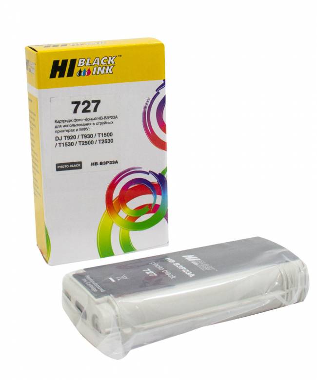Картридж Hi-Black (B3P23A) для HP DJ T920/T1500, Photoblack, №727, 130 мл — для бизнеса и офиса