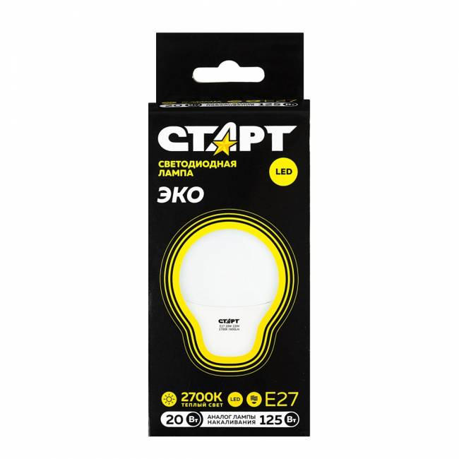 Лампа светодиодная СТАРТ груша E27 20W 3000К Лампа светодиодная СТАРТ груша E27 20W 3000К — для бизнеса и офиса Лампа светодиодная СТАРТ груша E27 20W 3000К Лампа светодиодная СТАРТ груша E27 20W 3000К — для бизнеса и офиса