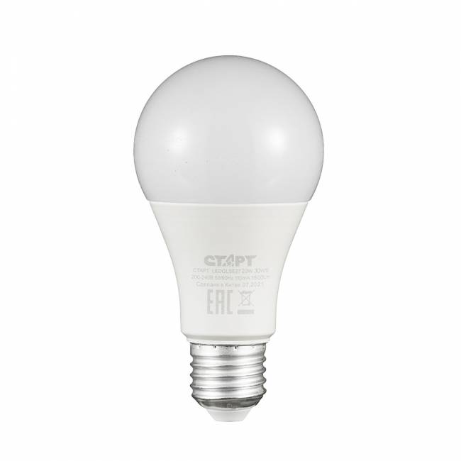 Лампа светодиодная СТАРТ груша E27 20W 3000К Лампа светодиодная СТАРТ груша E27 20W 3000К — для бизнеса и офиса Лампа светодиодная СТАРТ груша E27 20W 3000К Лампа светодиодная СТАРТ груша E27 20W 3000К — для бизнеса и офиса