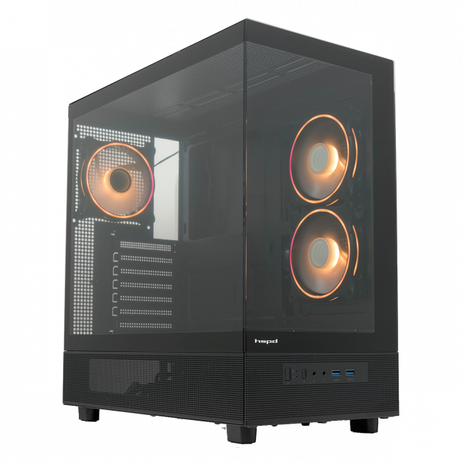 Корпус без блока питания HSPD F710-TGBK-ARGB — для бизнеса и офиса Корпус без блока питания HSPD F710-TGBK-ARGB — для бизнеса и офиса