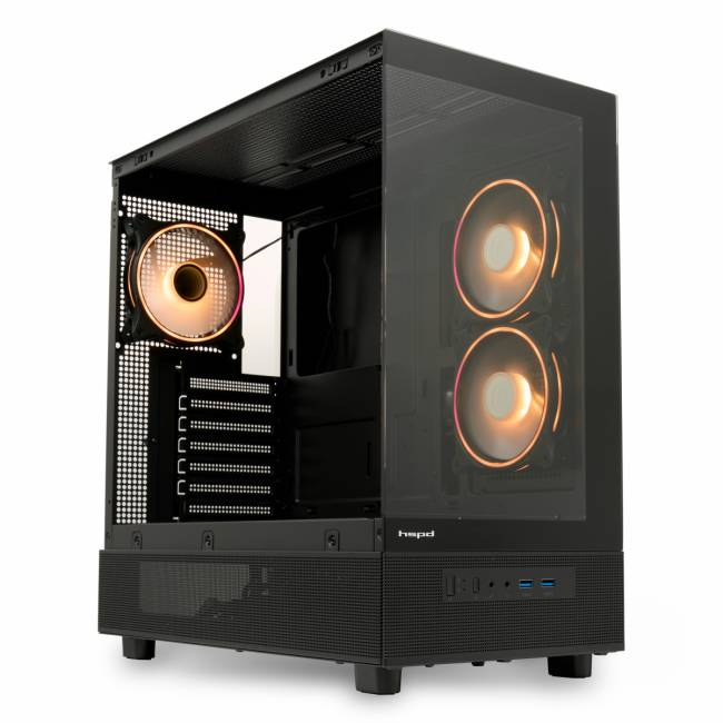 Корпус без блока питания HSPD F710-TGBK-ARGB — для бизнеса и офиса Корпус без блока питания HSPD F710-TGBK-ARGB — для бизнеса и офиса