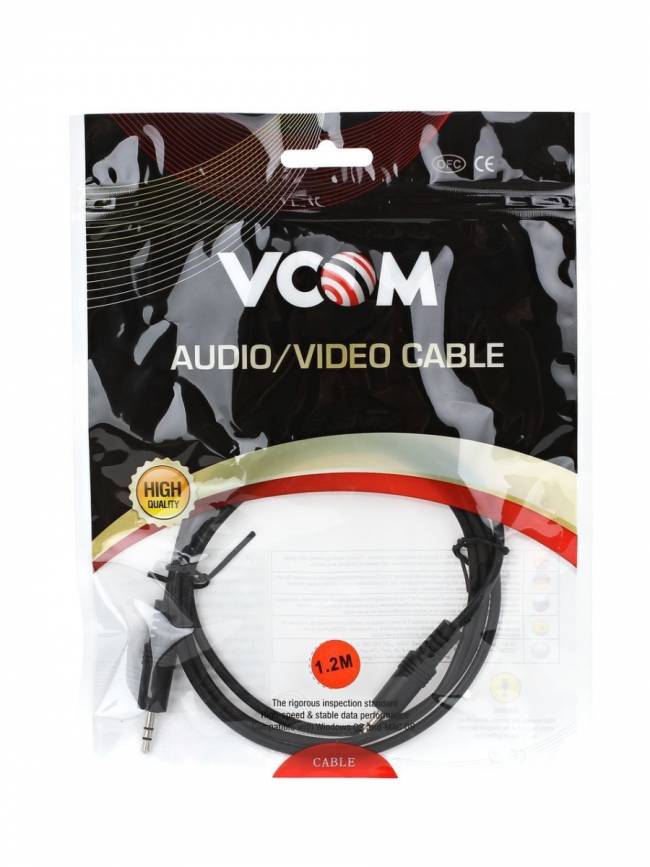 Кабель соединительный 3.5 Jack (M) - 3.5 Jack (M), стерео, аудио, 1.2м VCOM <VAV7175-1.2M> VCOM mini jack 3.5 mm (m) - mini jack 3.5 mm (m) 1.2м — для бизнеса и офиса