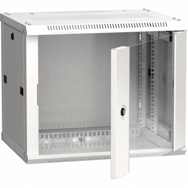 19" настенный шкаф  6U 600x450, стекл. передняя дверь, серый (плоск. упак) ITK LWR3-06U64-GF, 19" 6U — для бизнеса и офиса