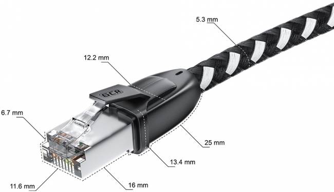 GCR Патч-корд PROF прямой 0.5m, UTP медь кат.6, STRONG черно-белый нейлон, ethernet high speed 10 Гбит/с, T568B, GCR-52775 Greenconnect RJ45(m) - RJ45(m) Cat. 6 0.5м черно-белый — для бизнеса и офиса GCR Патч-корд PROF прямой 0.5m, UTP медь кат.6, STRONG черно-белый нейлон, ethernet high speed 10 Гбит/с, T568B, GCR-52775 Greenconnect RJ45(m) - RJ45(m) Cat. 6 0.5м черно-белый — для бизнеса и офиса