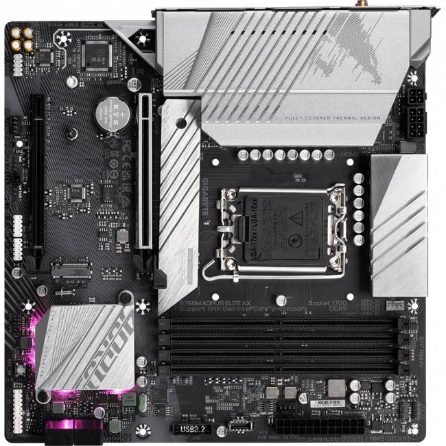 Материнская плата GigaByte B760M AORUS ELITE AX — для бизнеса и офиса Материнская плата GigaByte B760M AORUS ELITE AX — для бизнеса и офиса