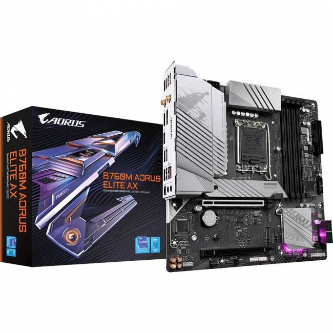 Материнская плата GigaByte B760M AORUS ELITE AX — для бизнеса и офиса Материнская плата GigaByte B760M AORUS ELITE AX — для бизнеса и офиса