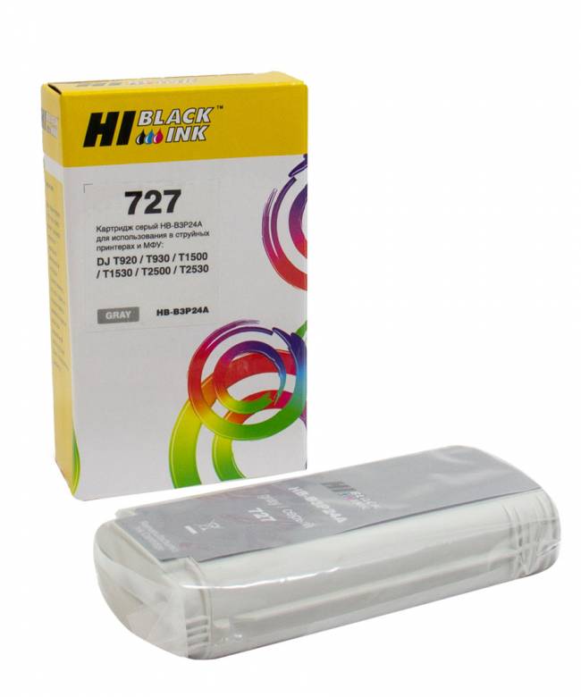 Картридж Hi-Black (B3P24A) для HP DJ T920/T1500, Grey, №727, 130 мл — для бизнеса и офиса Картридж Hi-Black (B3P24A) для HP DJ T920/T1500, Grey, №727, 130 мл — для бизнеса и офиса