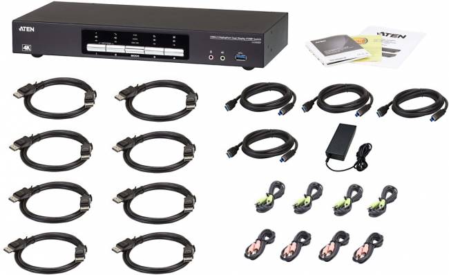 4-портовый переключатель USB 2.0 Mini DisplayPort Dual View, 2 портовый концентратор USB 2.0, поддержка двух дисплеев, USB порт для быстрой закрядки, разрешение 4K/ATEN ATEN CS1944DP — для бизнеса и офиса 4-портовый переключатель USB 2.0 Mini DisplayPort Dual View, 2 портовый концентратор USB 2.0, поддержка двух дисплеев, USB порт для быстрой закрядки, разрешение 4K/ATEN ATEN CS1944DP — для бизнеса и офиса