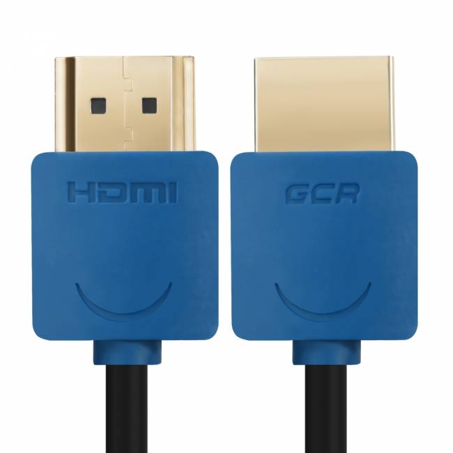 Greenconnect Кабель SLIM 0.5m HDMI 2.0, синие коннекторы Slim, OD3.8mm, HDR 4:2:2, Ultra HD, 4K 60 fps 60Hz, 3D, AUDIO, 18.0 Гбит/с, 32/32 AWG, GCR-51585 Greenconnect HDMI (m) - HDMI (m) 0.5м — для бизнеса и офиса