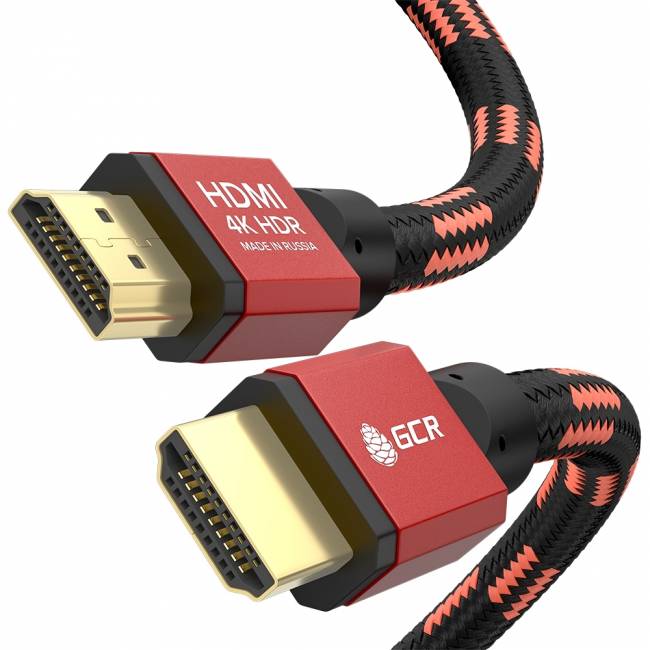 GCR Кабель PROF 0.5m HDMI 2.0, BICOLOR ECO Soft капрон, AL корпус красный, HDR 4:2:2, Ultra HD, 4K 60 fps 60Hz/5K*30Hz, 3D, AUDIO, 18.0 Гбит/с, 28AWG, GCR-54504 Greenconnect GCR-54504 — для бизнеса и офиса