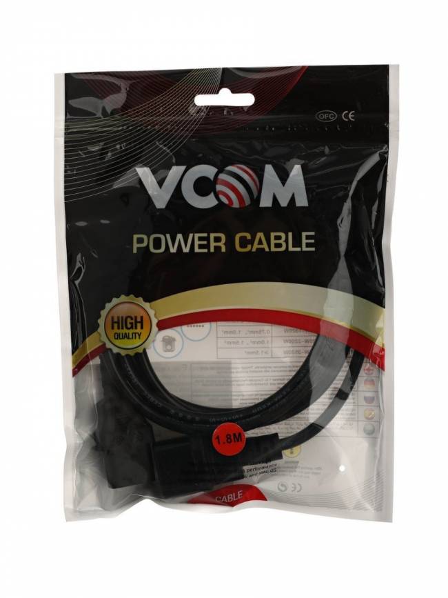 Кабель монитор - компьютер 220V (UPS -> устройство) <VDE> 3G*0.5mm2 VCOM <CE001-CU0.5-1.8>, 1.8м VCOM CE001-CU0.5-1.8M — для бизнеса и офиса