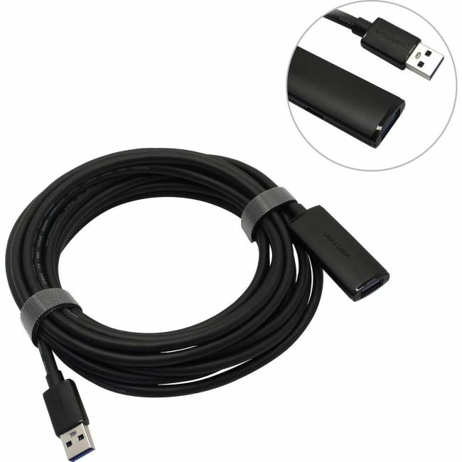 Активный кабель-удлинитель Vention USB 3.0 AM/AF с усилителем - 5м Черный Активный кабель-удлинитель Vention CBMBJ USB 3.0 AM/AF с усилителем - 5м — для бизнеса и офиса