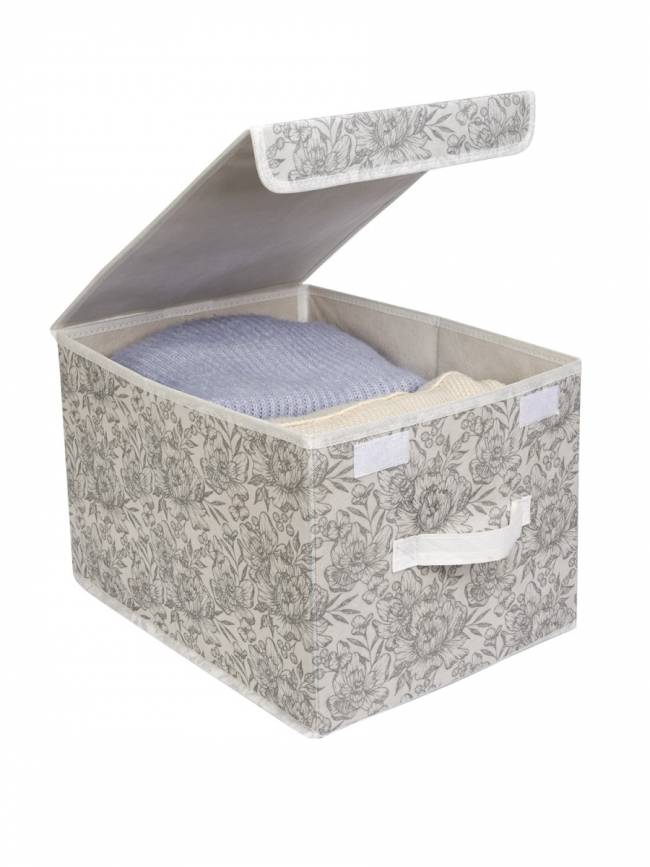 Короб для хранения Короб для хранения Grey Flower 30х40x25 — для бизнеса и офиса Короб для хранения Короб для хранения Grey Flower 30х40x25 — для бизнеса и офиса