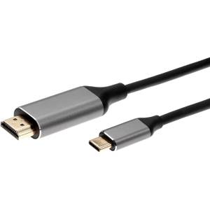 Кабель USB 3.1 Type-Cm --> HDMI A(m) 4K@60Hz,1.8m,Alum,iOpen(Aopen/Qust) <ACU423MC-1.8M> Кабель AOpen USB 3.1 Type-C M/HDMI M (ACU423MC-1.8M)