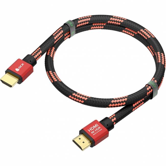 GCR Кабель PROF 1.0m HDMI 2.0, BICOLOR ECO Soft капрон, AL корпус красный, HDR 4:2:2, Ultra HD, 4K 60 fps 60Hz/5K*30Hz, 3D, AUDIO, 18.0 Гбит/с, 28AWG, GCR-54506 Greenconnect GCR-54506 — для бизнеса и офиса