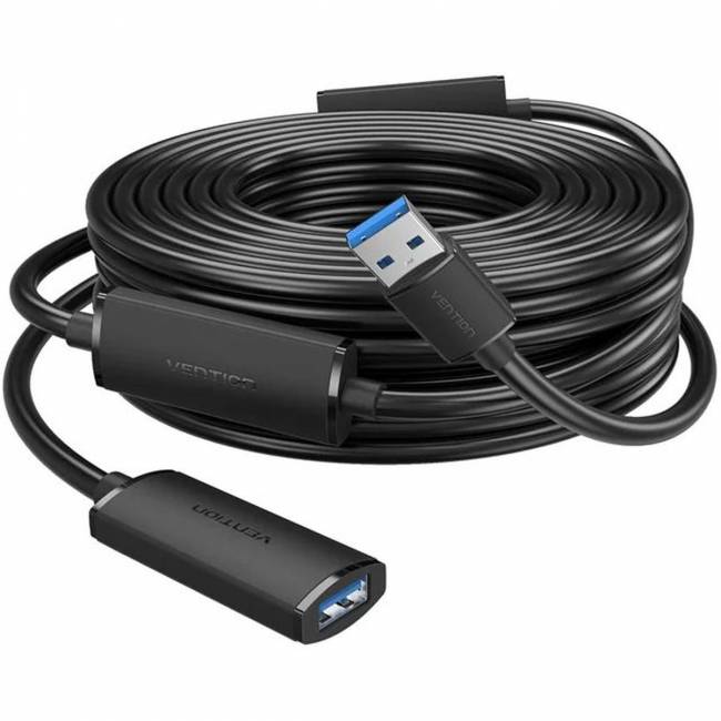 Активный кабель-удлинитель Vention USB 3.0 AM/AF с усилителем - 10м Черный Активный кабель-удлинитель Vention CBMBL USB 3.0 AM/AF с усилителем - 10м — для бизнеса и офиса