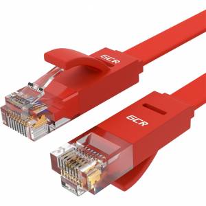 GCR Патч-корд PROF плоский прямой 1.5m, UTP медь кат.6, красный, 30 AWG, ethernet high speed 10 Гбит/с, RJ45, T568B, GCR-53084 Greenconnect GCR-53084
