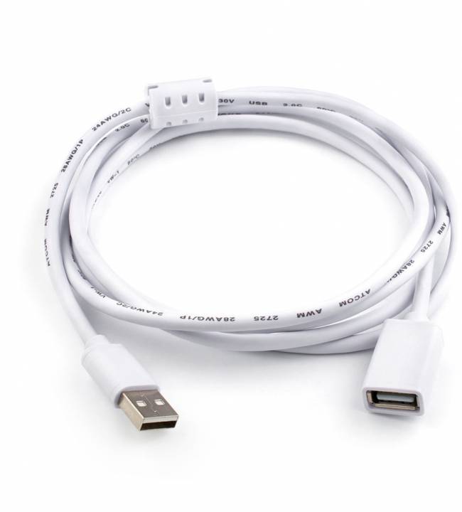 Удлинитель USB 1.8 m (Am <=> Af, феррит, белый) ATcom USB 2.0 Type-AM - USB 2.0 Type-AF 1.8 — для бизнеса и офиса Удлинитель USB 1.8 m (Am <=> Af, феррит, белый) ATcom USB 2.0 Type-AM - USB 2.0 Type-AF 1.8 — для бизнеса и офиса