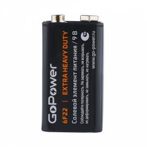 Э\п GoPower 6F22 9V Alkaline Shrink 1 крона