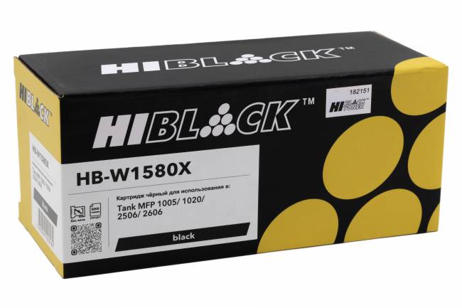 Тонер-картридж Hi-Black (HB-W1580X) для HP Tank MFP 1005/1020/2506/2606, 5K (без чипа) — для бизнеса и офиса Тонер-картридж Hi-Black (HB-W1580X) для HP Tank MFP 1005/1020/2506/2606, 5K (без чипа) — для бизнеса и офиса