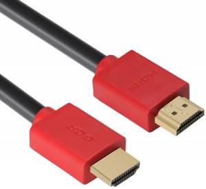 Greenconnect Кабель 0.3m HDMI версия 2.0, HDR 4:2:2, Ultra HD, 4K 60 fps 60Hz/5K*30Hz, 3D, AUDIO, 18.0 Гбит/с, 28/28 AWG, OD7.3mm, тройной экран, черный, красные коннекторы, GCR-HM451-0.3m Greenconnect HDMI (m) - HDMI (m) 0.3м