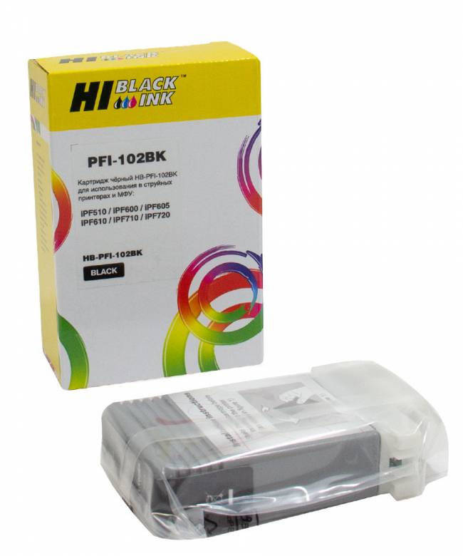 Картридж Hi-Black (HB-PFI-102Bk) для Canon IPF-510/600/710, Bk — для бизнеса и офиса Картридж Hi-Black (HB-PFI-102Bk) для Canon IPF-510/600/710, Bk — для бизнеса и офиса