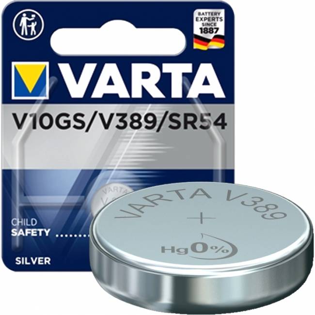 Батарейка Varta 389 BL1 Silver Oxide 1.55V (1/10/100) (1 шт.) Varta SILVER OXIDE SR54 (00389101111) — для бизнеса и офиса Батарейка Varta 389 BL1 Silver Oxide 1.55V (1/10/100) (1 шт.) Varta SILVER OXIDE SR54 (00389101111) — для бизнеса и офиса