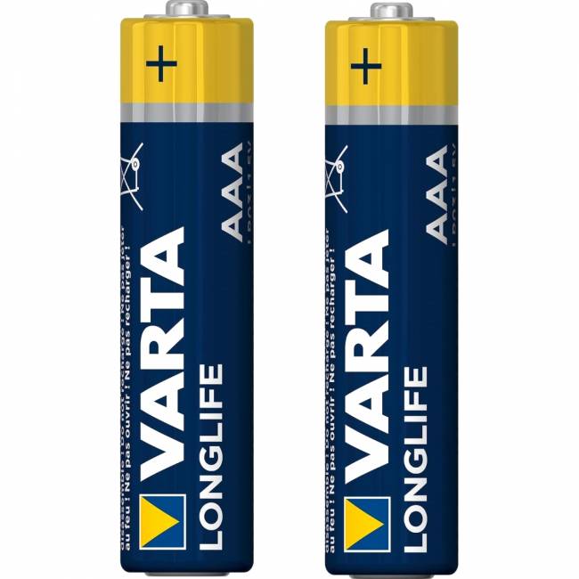 Батарейка Varta LONGLIFE LR03 AAA BL2 Alkaline 1.5V (4103) (2/20/100) (2 шт.) Varta LONGLIFE LR03 AAA (04103101412) — для бизнеса и офиса Батарейка Varta LONGLIFE LR03 AAA BL2 Alkaline 1.5V (4103) (2/20/100) (2 шт.) Varta LONGLIFE LR03 AAA (04103101412) — для бизнеса и офиса