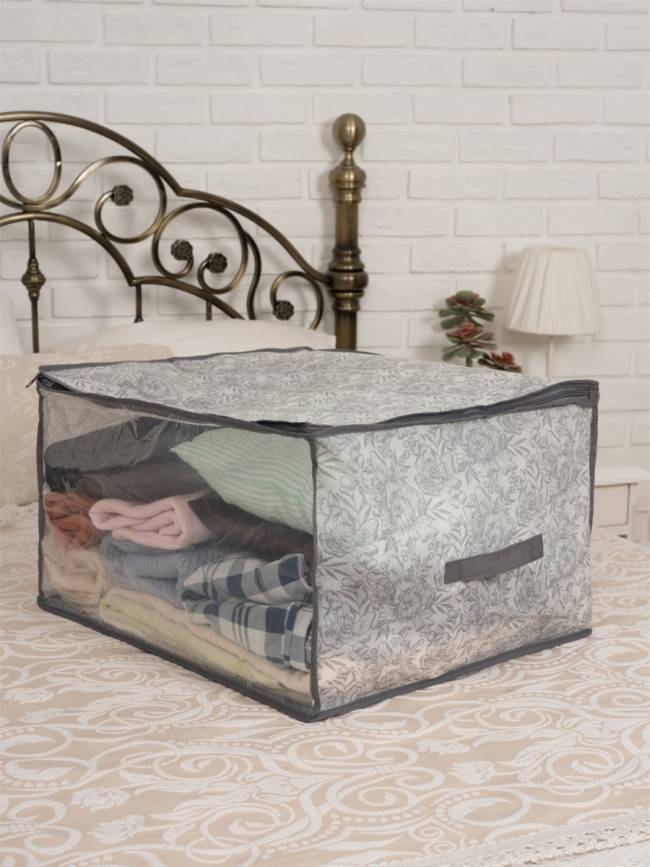 Короб для хранения Короб для хранения Grey Flower 60х50х35 — для бизнеса и офиса Короб для хранения Короб для хранения Grey Flower 60х50х35 — для бизнеса и офиса