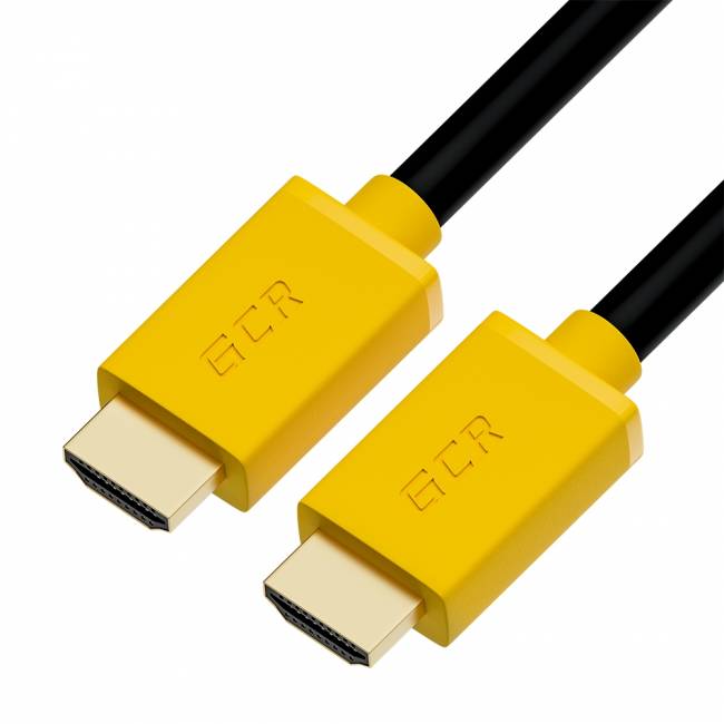GCR Кабель 2.0m HDMI версия 2.0, HDR 4:2:2, Ultra HD, 4K 60 fps 60Hz/5K*30Hz, 3D, AUDIO, 18.0 Гбит/с, 28/28 AWG, OD7.3mm, тройной экран, черный, желтые коннекторы, GCR-HM441-2.0m Greenconnect HDMI (m) 2.0 - HDMI (m) 2.0 2м жёлтый — для бизнеса и офиса