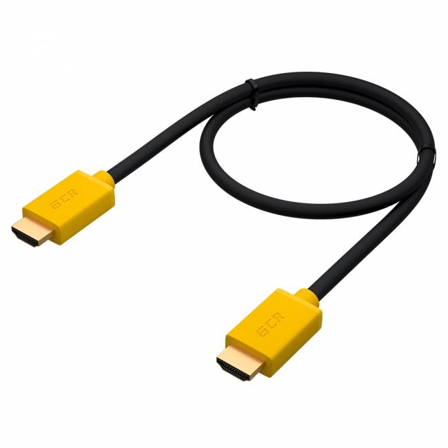 GCR Кабель 2.0m HDMI версия 2.0, HDR 4:2:2, Ultra HD, 4K 60 fps 60Hz/5K*30Hz, 3D, AUDIO, 18.0 Гбит/с, 28/28 AWG, OD7.3mm, тройной экран, черный, желтые коннекторы, GCR-HM441-2.0m Greenconnect HDMI (m) 2.0 - HDMI (m) 2.0 2м жёлтый — для бизнеса и офиса