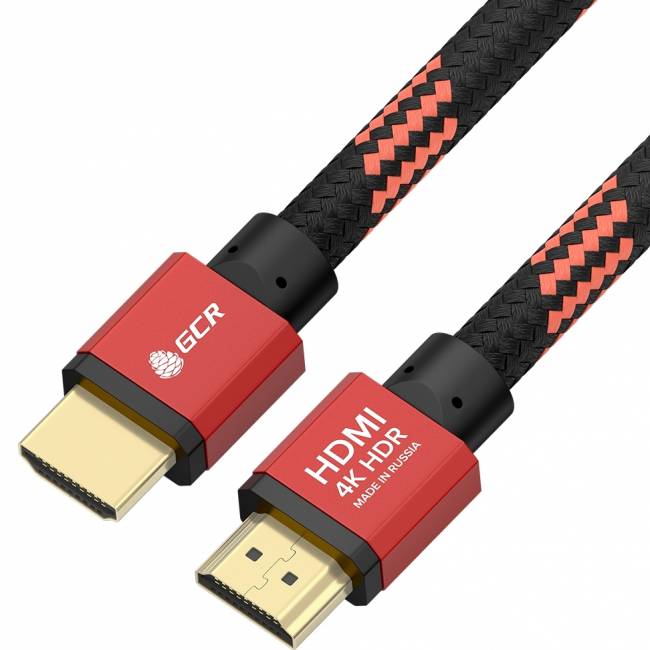 GCR Кабель PROF 2.0m HDMI 2.0, BICOLOR ECO Soft капрон, AL корпус красный, HDR 4:2:2, Ultra HD, 4K 60 fps 60Hz/5K*30Hz, 3D, AUDIO, 18.0 Гбит/с, 28AWG, GCR-54508 Greenconnect GCR-54508 — для бизнеса и офиса