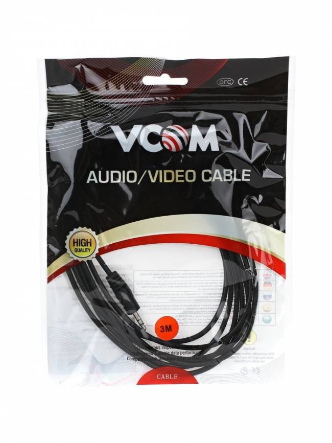 Кабель соединительный 3.5 Jack (M) - 3.5 Jack (M), стерео, аудио, 3м VCOM <VAV7175-3M> VCOM mini jack 3.5 mm (m) - mini jack 3.5 mm (m) 3м — для бизнеса и офиса