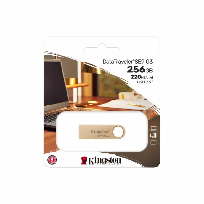 Флэш USB Kingston 256GB 220MB/s Metal USB 3.2 Gen 1 DataTraveler SE9 G3 Kingston DataTraveler SE9 G3 DTSE9G3/256GB — для бизнеса и офиса