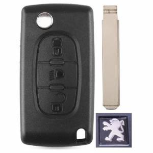 Корпус выкидного ключа PEUGEOT 3 кнопки CIT-1 VA2 бат. на корпусе CE0536, с лого