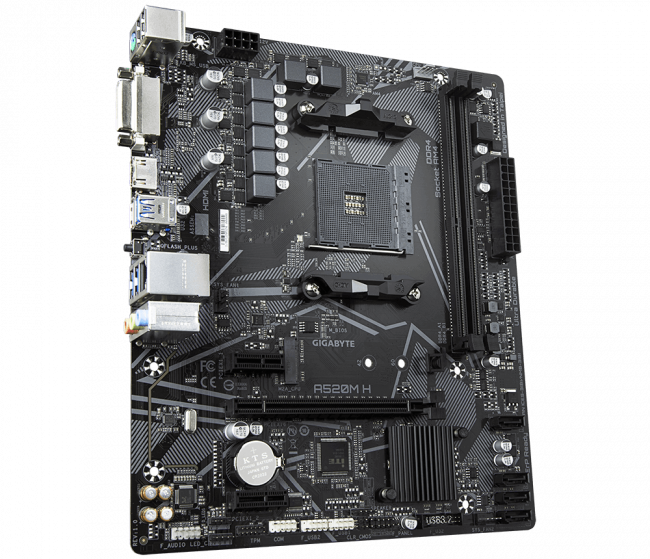 Материнская плата Gigabyte A520M H (rev. 1.0) — для бизнеса и офиса Материнская плата Gigabyte A520M H (rev. 1.0) — для бизнеса и офиса