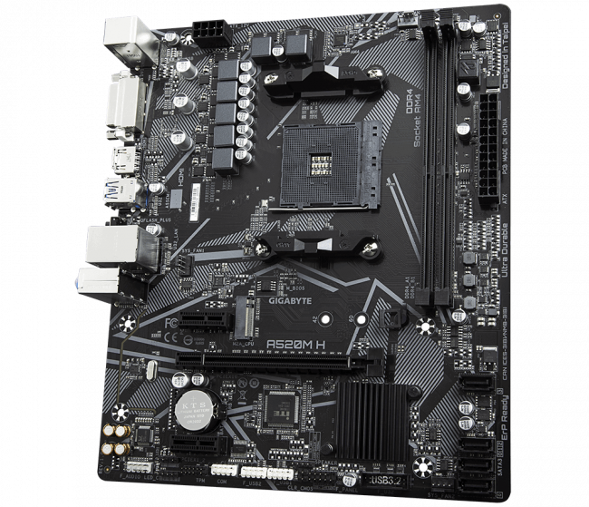Материнская плата Gigabyte A520M H (rev. 1.0) — для бизнеса и офиса Материнская плата Gigabyte A520M H (rev. 1.0) — для бизнеса и офиса