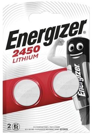 Батарейка Energizer CR2450 BL2 Lithium 3V (2/20/280) Energizer E300830702 — для бизнеса и офиса Батарейка Energizer CR2450 BL2 Lithium 3V (2/20/280) Energizer E300830702 — для бизнеса и офиса