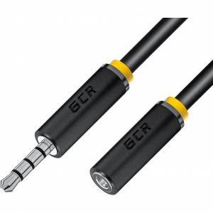 GCR Удлинитель для гарнитуры 2.0m jack 3,5mm/jack 3,5mm черный, желтая окантовка, 28AWG, M/F, GCR-54000 Greenconnect GCR-54000, 2 м